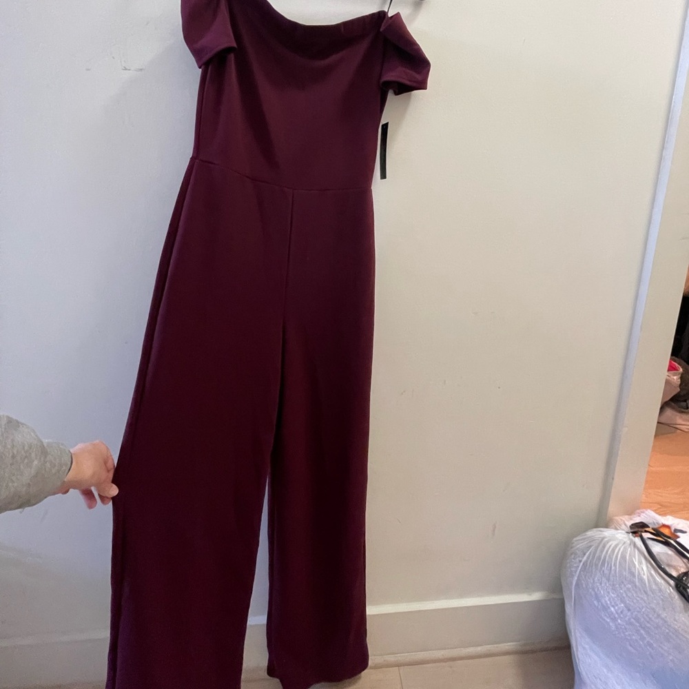 Lulus off the shoulder jumpsuit